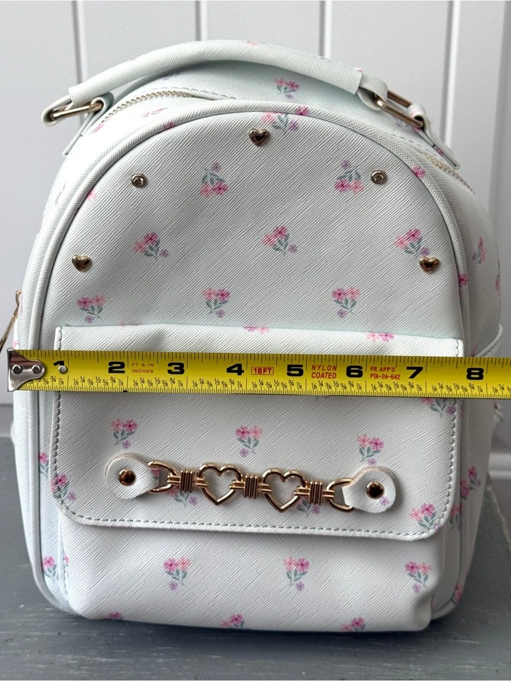 Under One Sky White Floral Mini Backpack Handbag Pink/White